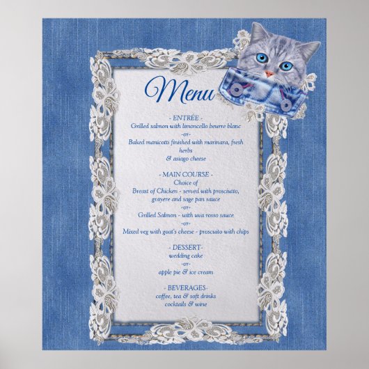 Poster Denim Jean poches, chatons et dentelle (Devant)