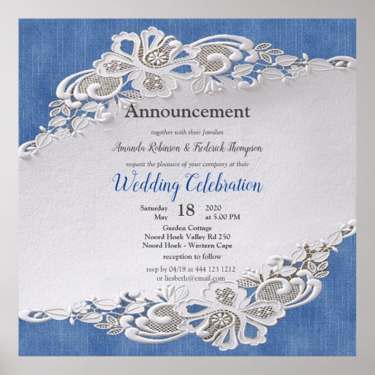 Poster Denim Texté avec dentelle (Devant)