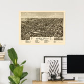 Poster Denison, TX Panoramic Map - 1886 (Bureau à domicile)