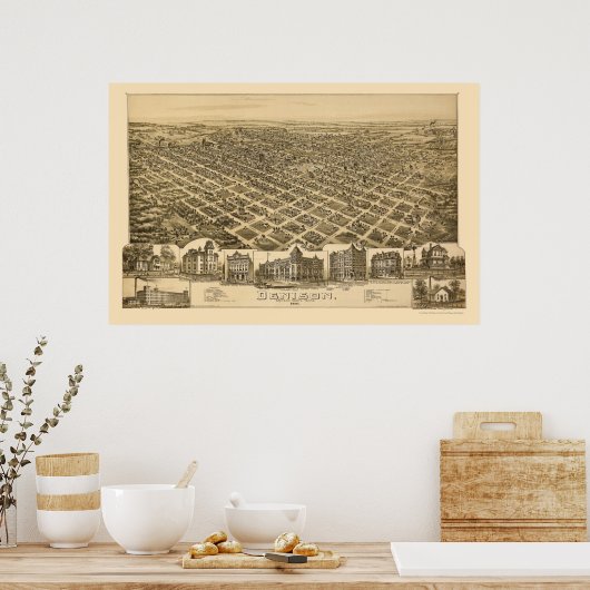 Poster Denison, TX Panoramic Map - 1891 (Cuisine)