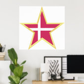 Poster Denmark National Flag Star Shape (Bureau à domicile)