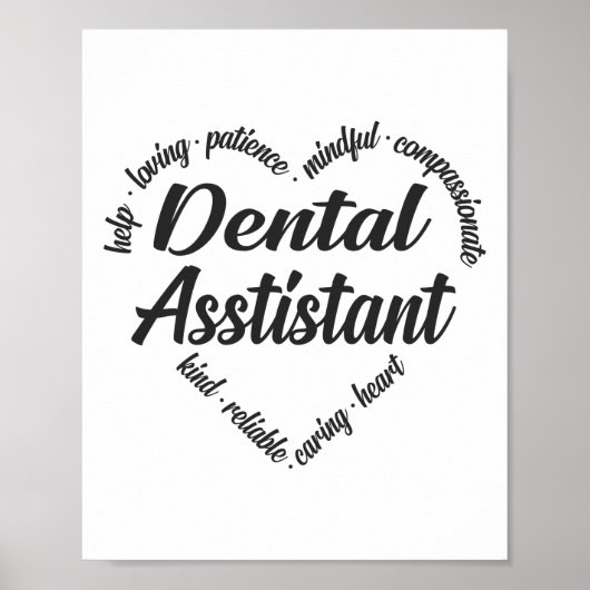 Poster Dental Assistant Heart Word Cloud (Devant)