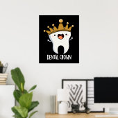Poster Dental Crown Funny Dot Pun Dark BG (Bureau à domicile)