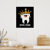 Poster Dental Crown Funny Dot Pun Dark BG (Cuisine)