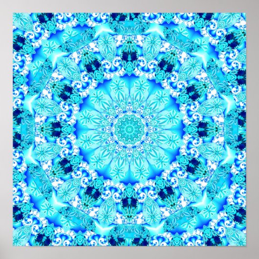 Poster Dentelle Aqua, Délicieuse, Mandala Abstrait (Devant)