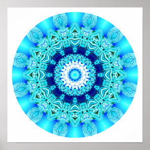 Poster Dentelle bleue Mandala, Aqua Abstrait