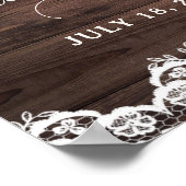 Poster Dentelle de bois rustique Floral Blush Mariage Aff (Coin)