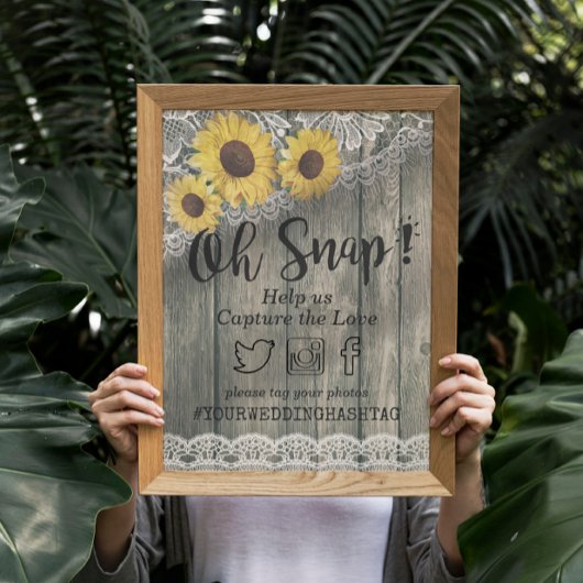Poster Dentelle de tournesol en bois rustique Oh Snap Has