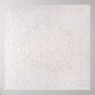 Poster Dentelle décorative rose sur fond blanc