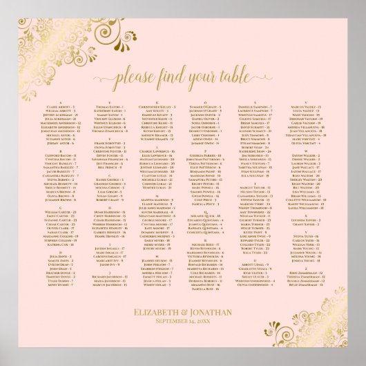 Poster Dentelle d'or sur la carte de siège alphabétique r (Devant)