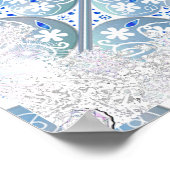 Poster Dentelle en céramique bleu & flocon de neige (Coin)