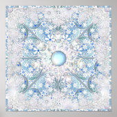 Poster Dentelle en céramique bleu & flocon de neige (Devant)