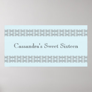 Poster Dentelle Joyau bleu Anniversaire Bannière