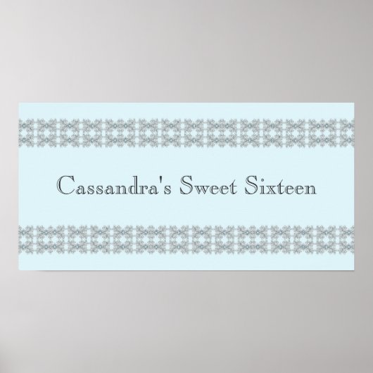 Poster Dentelle Joyau bleu Anniversaire Bannière (Devant)