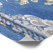 Poster Dentelles et perles texturées Denim (Coin)
