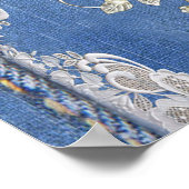 Poster Dentelles et perles texturées Denim (Coin)