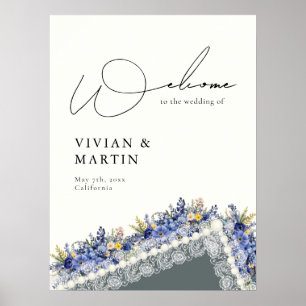 Poster Dentelles vintages Et Perles Florales Mariage Bien