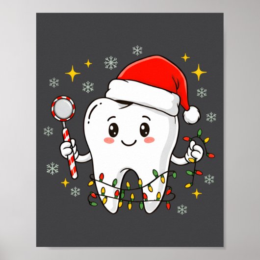 Poster Dentist Christmas Teeth Xmas Lights Funny Dental S (Devant)