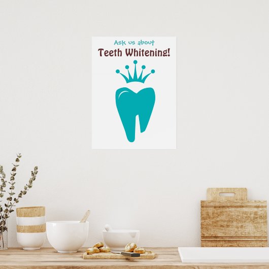 Poster Dentist Cute Tooth Crown Logo Bleu (Cuisine)