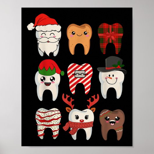 Poster Dentiste de Noël Dentiste Xmas Reindeer Père Noël (Devant)