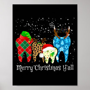 Poster Dentiste Dents Chapeau de Père Noël Imprimé Léopar