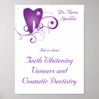 Poster Dentiste Logo Dent Purple Swirls Diamant