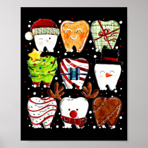 Poster Dents de Noël mignonnes Dentiste de Noël drôle Den