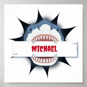 Poster Dents de requin Bouche ouverte Personnalisée