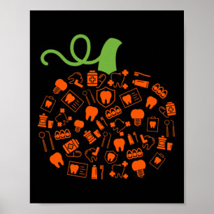 Poster Dents Fantôme Citrouille sorcière Dental Halloween