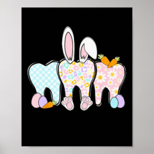 Poster Dents Florales Lapin Oreilles Équipe Dentaire Joye