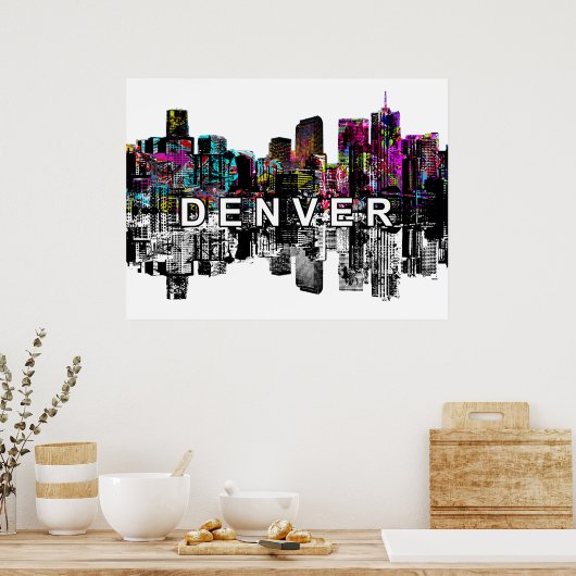 Poster Denver, Colorado en graffiti (Cuisine)