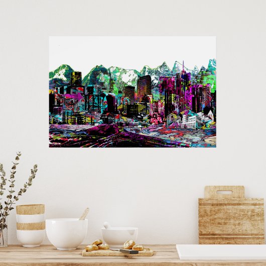 Poster Denver, Colorado en graffiti (Cuisine)