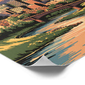 Poster Denver Colorado Illustration Sunset Travel Art (Coin)