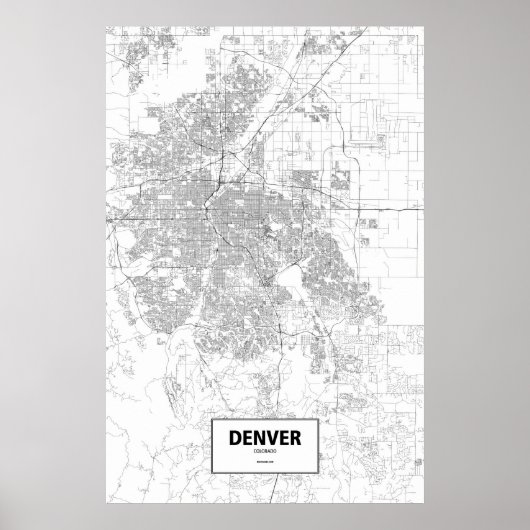 Poster Denver, Colorado (noir sur blanc) (Devant)