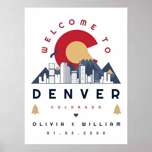 Poster Denver Colorado Stylisé Skyline Mariage de bienven (Devant)