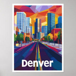 Poster Denver Colorado USA Illustration Vintage voyage