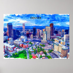 Poster Denver Colorado Voyage Vintage Retro Aquarelle