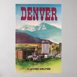 Poster Denver Imprimer Colorado Art United Airlines Voyag