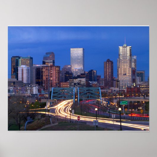 Poster Denver Skyline la nuit (Devant)