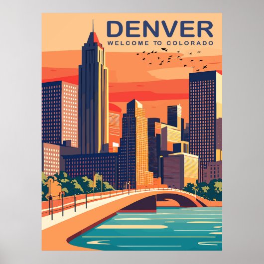 Poster Denver, Southplatte River, Colorado, Voyage (Devant)