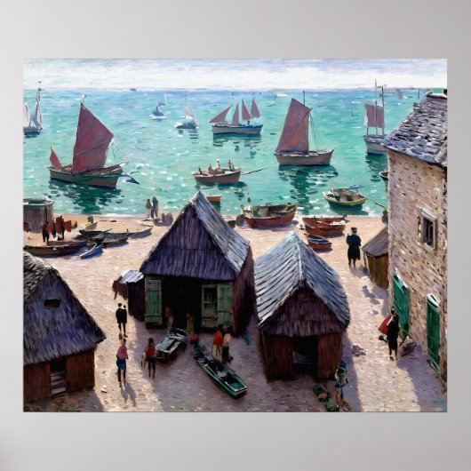 Poster Départ des bateaux, Étretat (Devant)