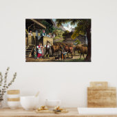 Poster Départ pour les Alpes - Scène suisse traditionnell (Cuisine)