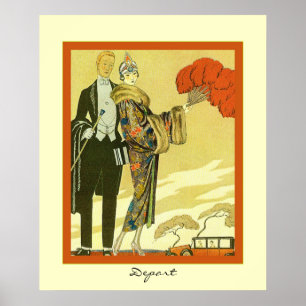 Poster Depart ~ Vintage Art Deco Fashion Illustration ~