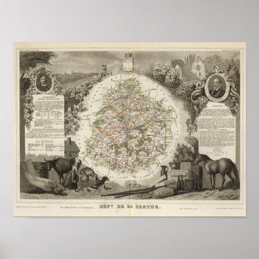 Poster Département De La Sarthe (Devant)