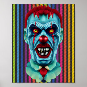 Poster Déplaisant Blue Killer Zombie Clown Horror Art