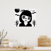 Poster Déplaisant Goth Enfant Bateaux lune Halloween Art (Cuisine)