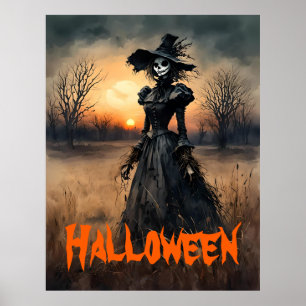Poster Déplaisante dame de l'Halloween de l'Épouvantail