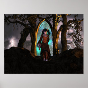 Poster Déplaisante et mignonne fille d'Halloween