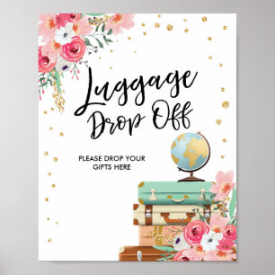 Poster Dépose bagage Désinscrire Douche de voyage Mlle à