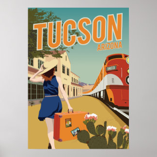 Poster Dépôt ferroviaire 28 po x 20 po - Tucson, Arizona